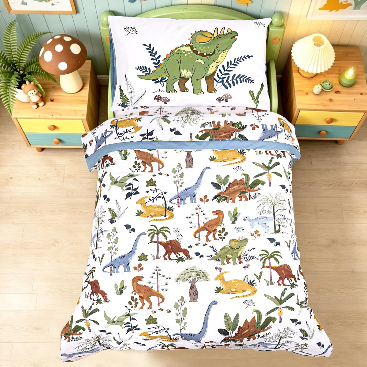 Hooyax Toddler Bedding Set for Girls - 4 Piece Rainbow Toddler Comforter Set Includes Fitted Sheet, Comforter, Pillowcase & Flat Sheet - Soft Comfort Microfiber for All Seasons