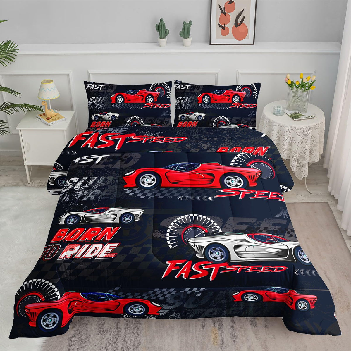 Kids Comforter Set Farm Theme Printed Pattern Bedding Set with 1 Comforter and 2 Pillowcases for Girls Boys Bedroom All Season(Farm Theme01 Twin)