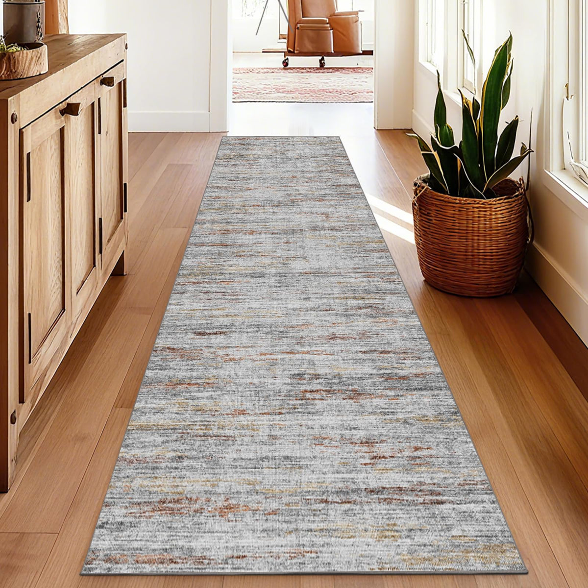 5x7 Area Rugs - Ultra-Thin Washble Rugs,Non-Slip Low Pile Abstract Print Rugs for Living Room,Home Office Decor,Stain Resistant Machine Washable Area Rug