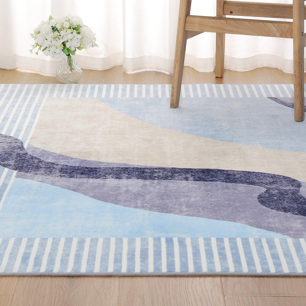 Living Room Rug 5x7 Gray Area Rug Machine Washable Boho Rug Non Slip Abstract Vintage Indoor Large Rugs for Bedroom, Classroom, College Dorm, Farmhouse, Dining Room, Kids Playroom