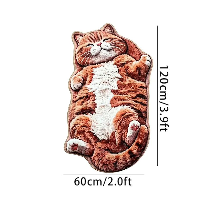 Adorable Lazy Cat Shaped Rug, Creative Cartoon Home Decor, Soft Comfortable Mat for Sofa, Coffee Table, Living Room, Bathroom, Boho Washable Rug