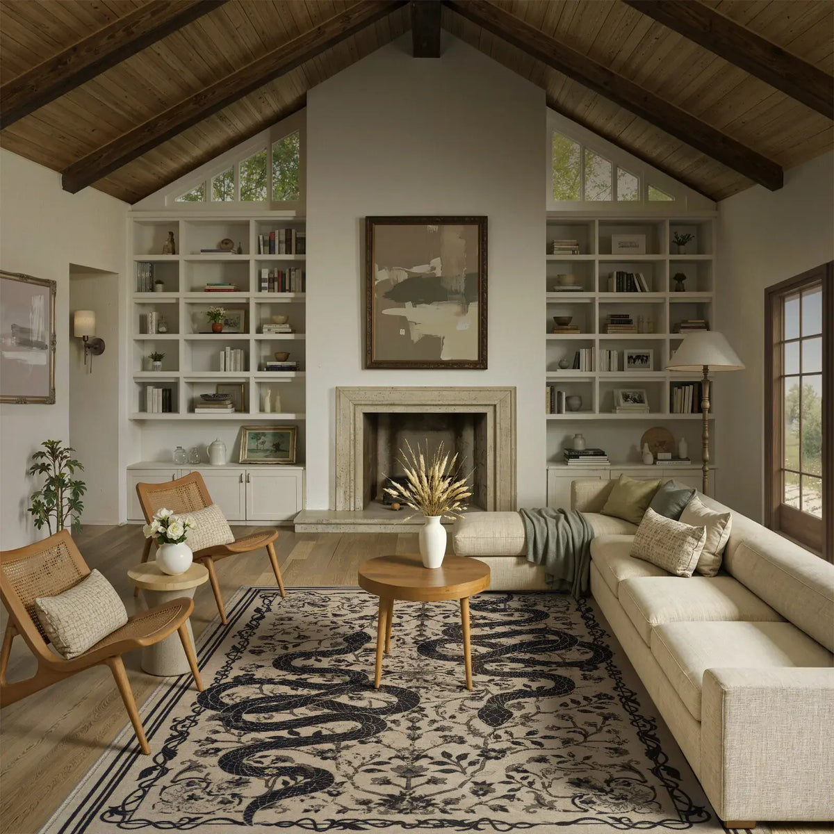 Lahome Washable Area Rug Large Snake Living Room Rugs, Soft Rug for Bedroom, Non-Slip Indoor Carpet for Dining Room Home Office