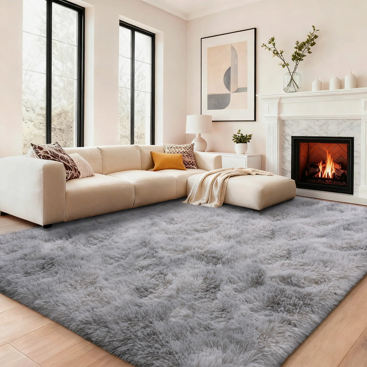 【Moving Season】MUGORN Multi-Size 3-Layer Super Soft Shaggy Fuzzy Rug, Modern Minimalist, Hand-Washable, Modern Shaggy Rug for Bedroom, Dorm Room Decor, Home Furnishings rugs for living room carpet