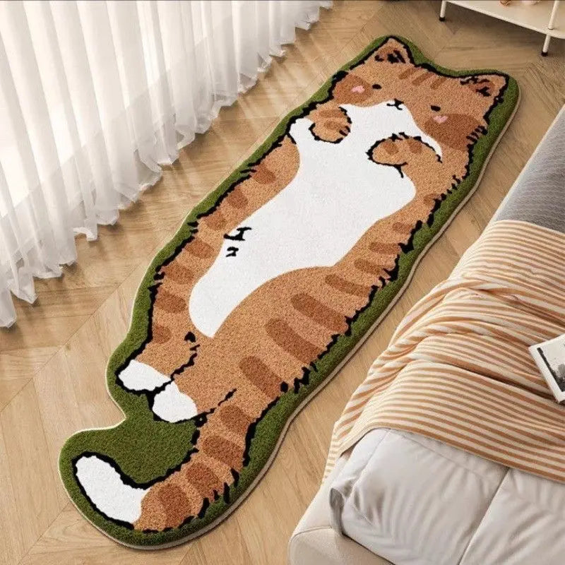 Bedroom rugs, suitable for living room, bedroom andbathroom - long cat-shaped yellow comfortable soft rug, Room Decor, Whimsical Room Decor