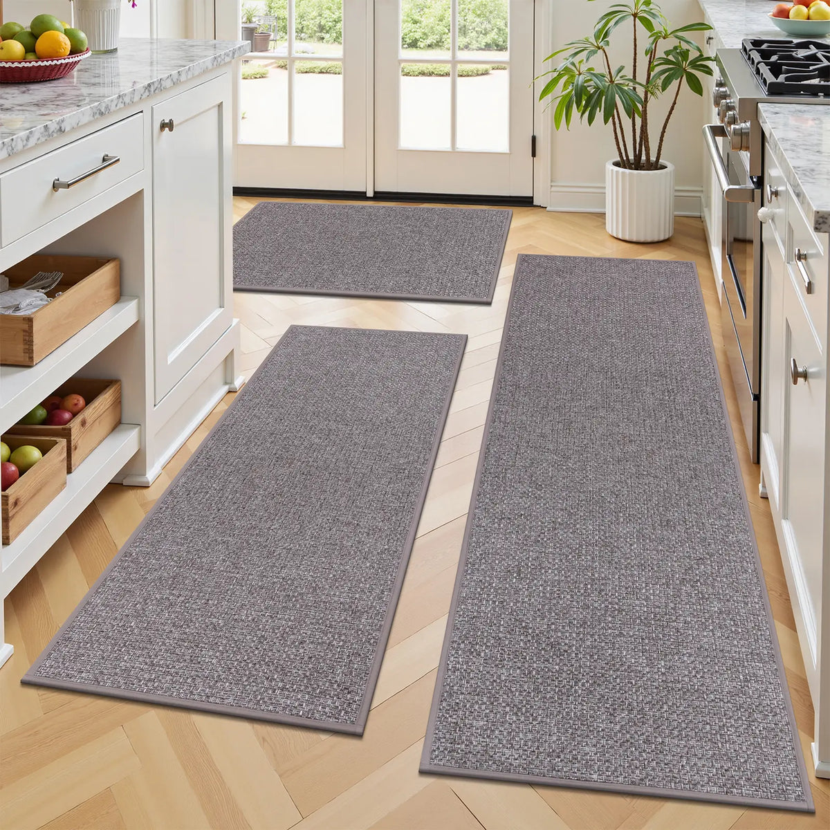 LOKHOM 3-Piece Non-Slip Kitchen Rugs Set - Thick Absorbent Soft Machine Washable Modern Runner Rug, Absorbent Decorative Indoor Floor Mat for Hallways Entryway Laundry Room