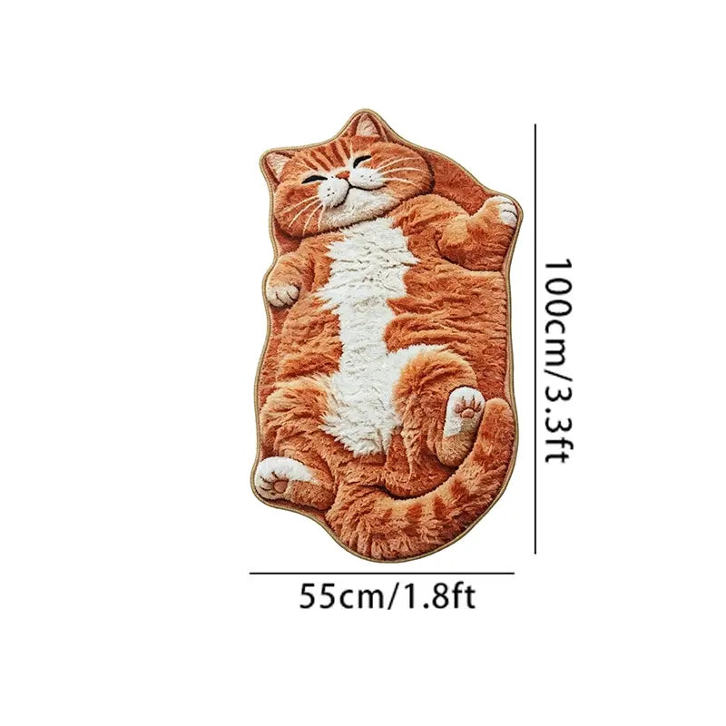 Adorable Lazy Cat Shaped Rug, Creative Cartoon Home Decor, Soft Comfortable Mat for Sofa, Coffee Table, Living Room, Bathroom, Boho Washable Rug