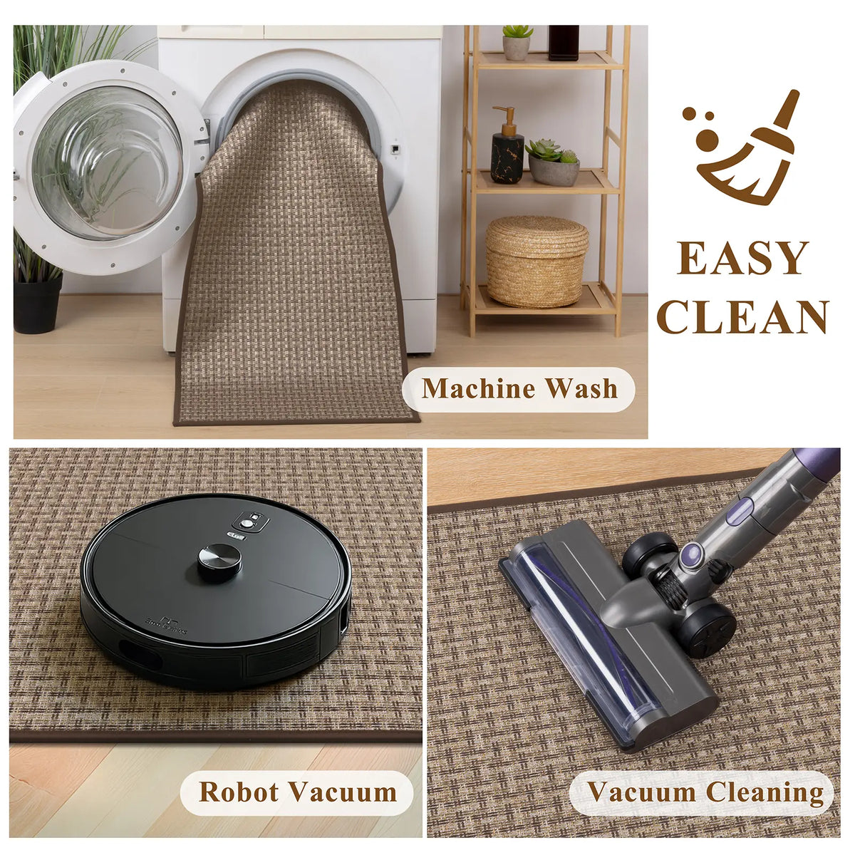 LOKHOM 3-Piece Non-Slip Kitchen Rugs Set - Thick Absorbent Soft Machine Washable Modern Runner Rug, Absorbent Decorative Indoor Floor Mat for Hallways Entryway Laundry Room