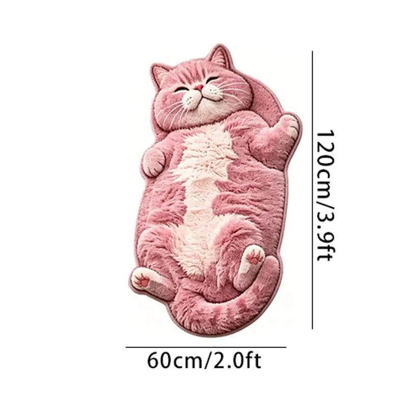 Adorable Lazy Cat Shaped Rug, Creative Cartoon Home Decor, Soft Comfortable Mat for Sofa, Coffee Table, Living Room, Bathroom, Boho Washable Rug