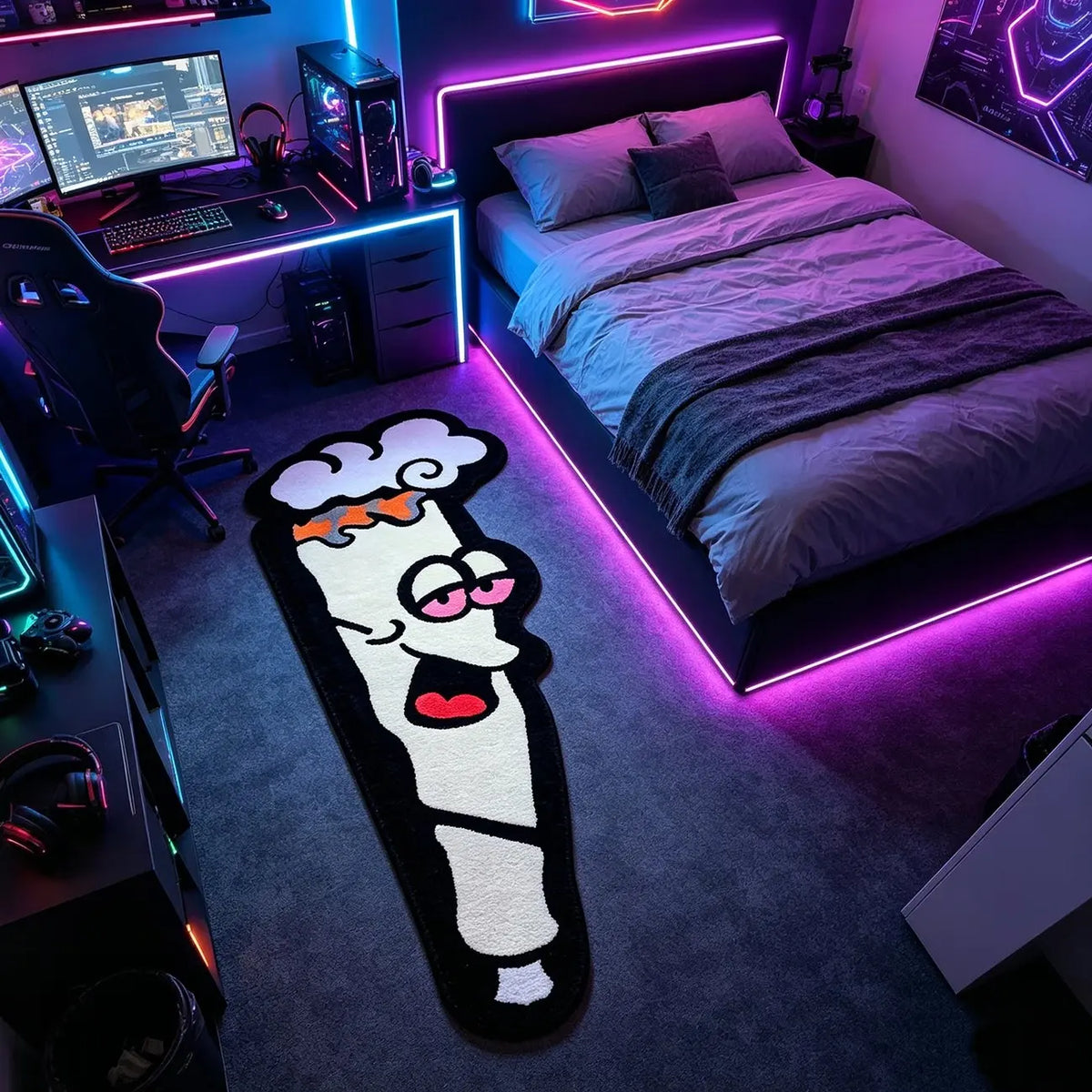 Abstract Cartoon Pattern Rug, Decorative Area Rug, Soft Plush Bedroom Bedside Carpet, Ideal for Indoor, Gaming Room, Entryway, Home Decor