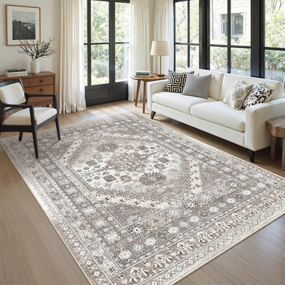 zesthome 5x7 Area Rugs for Living Room,Large Washable Rug,Orange