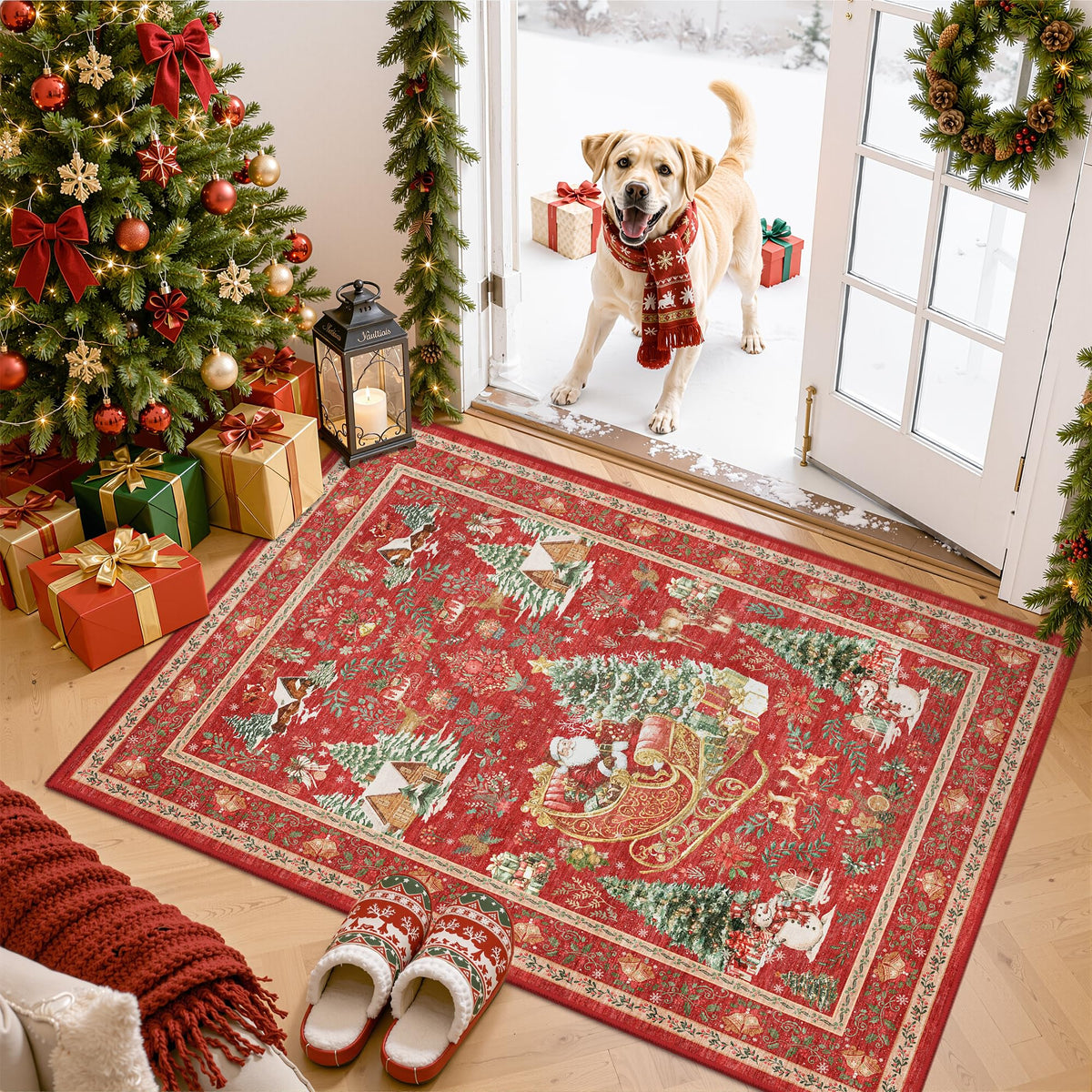 4x6 Area Rugs for Living Room, Non Slip Rugs for Bedroom, Beige