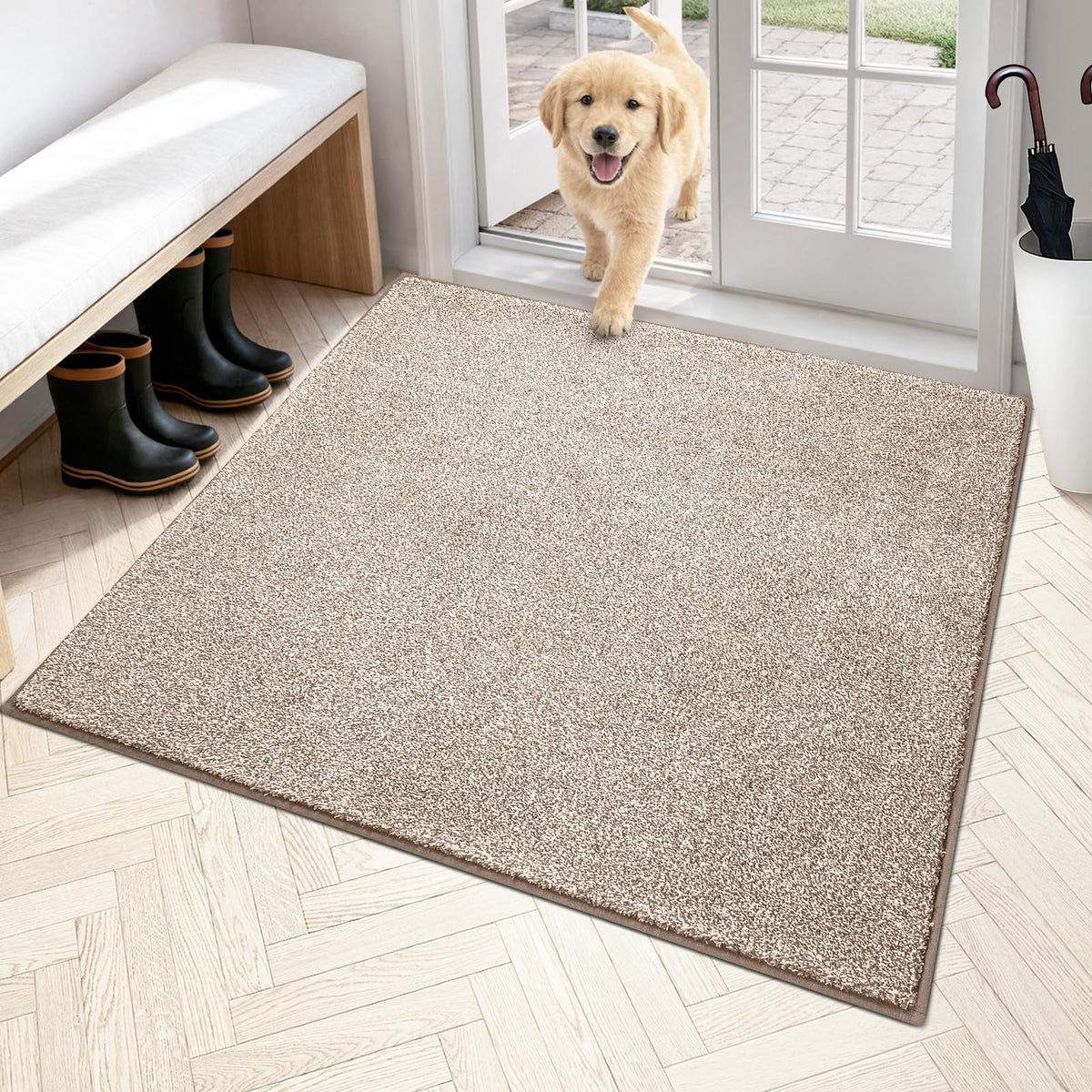 PURRUGS Dirt Trapping Indoor Door Mat, 20" x 31.5", Bluish Grey-Black