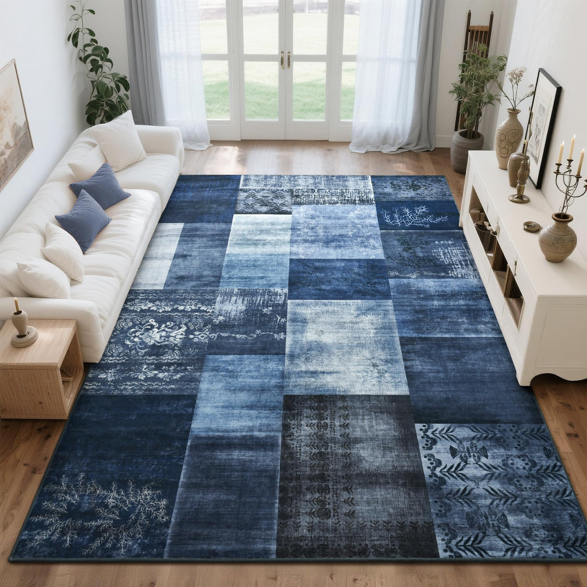 Tepook 4x6 Area Rugs for Living Room, Washable Large Geometric Bedroom Rug