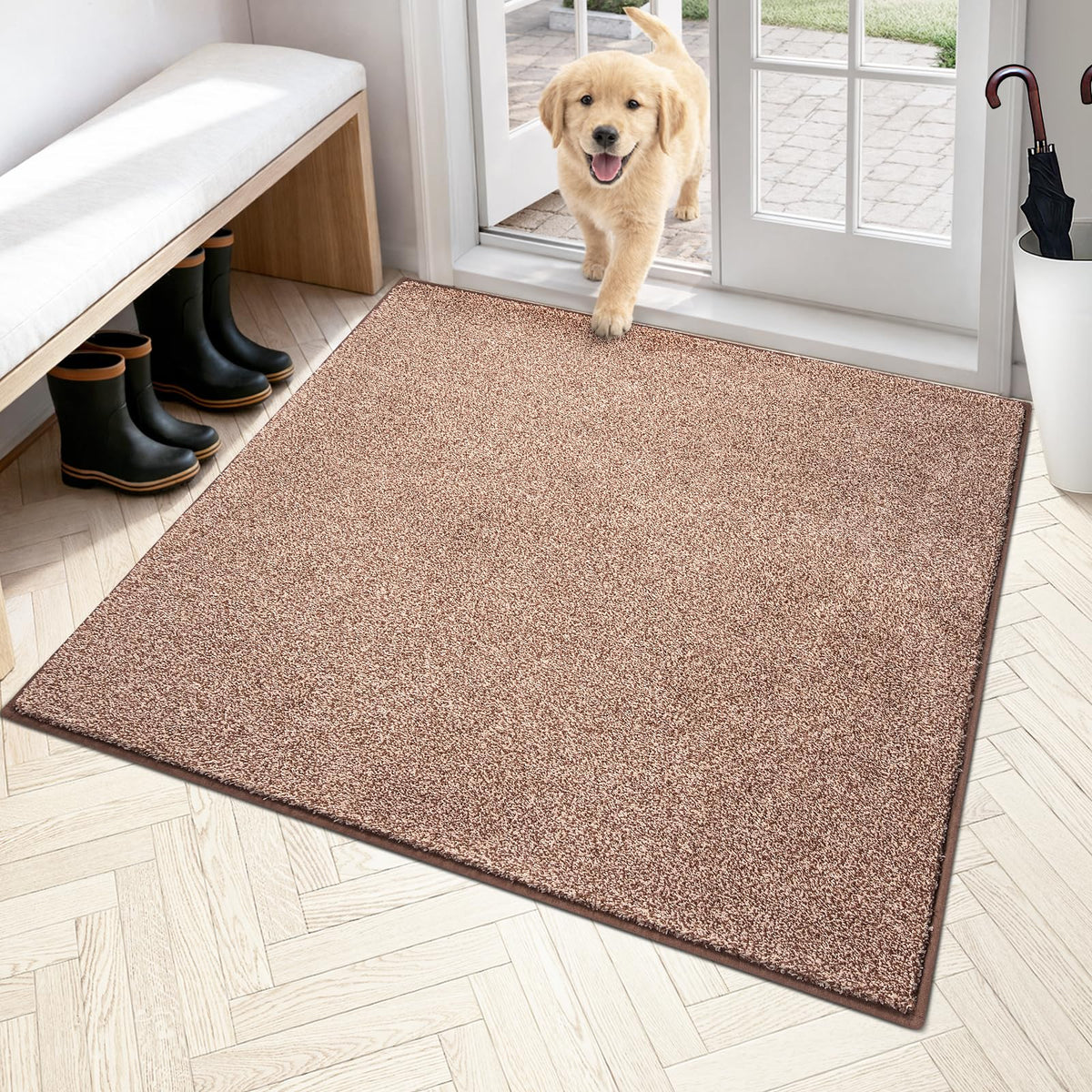 PURRUGS Dirt Trapping Indoor Door Mat, 20" x 31.5", Bluish Grey-Black