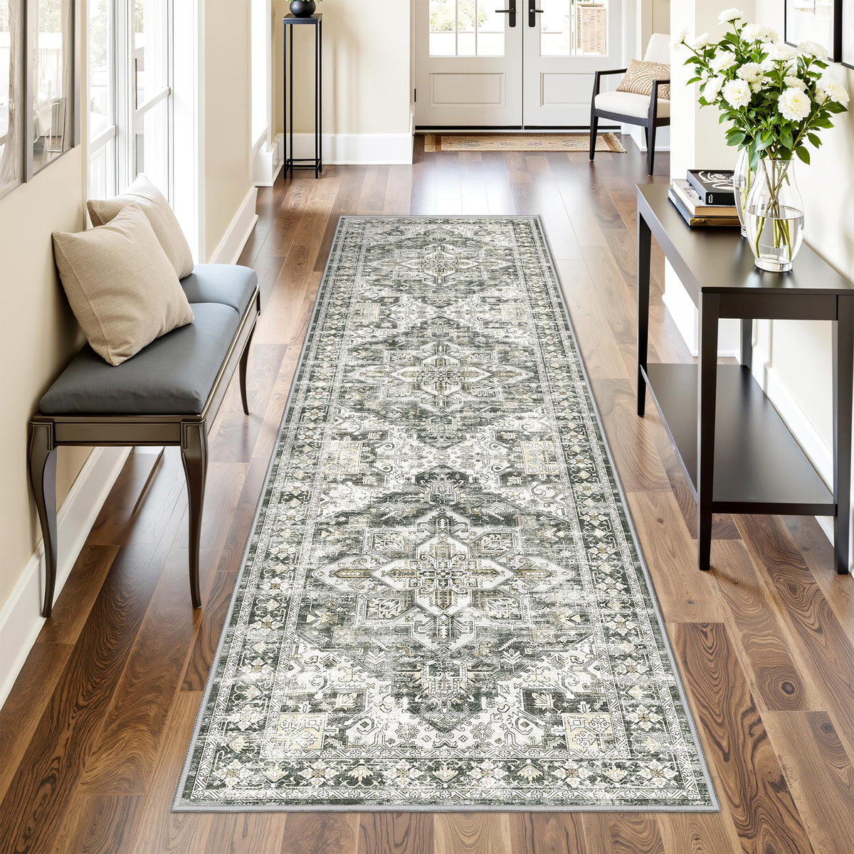 4x6 Area Rugs for Living Room, Non Slip Rugs for Bedroom, Beige