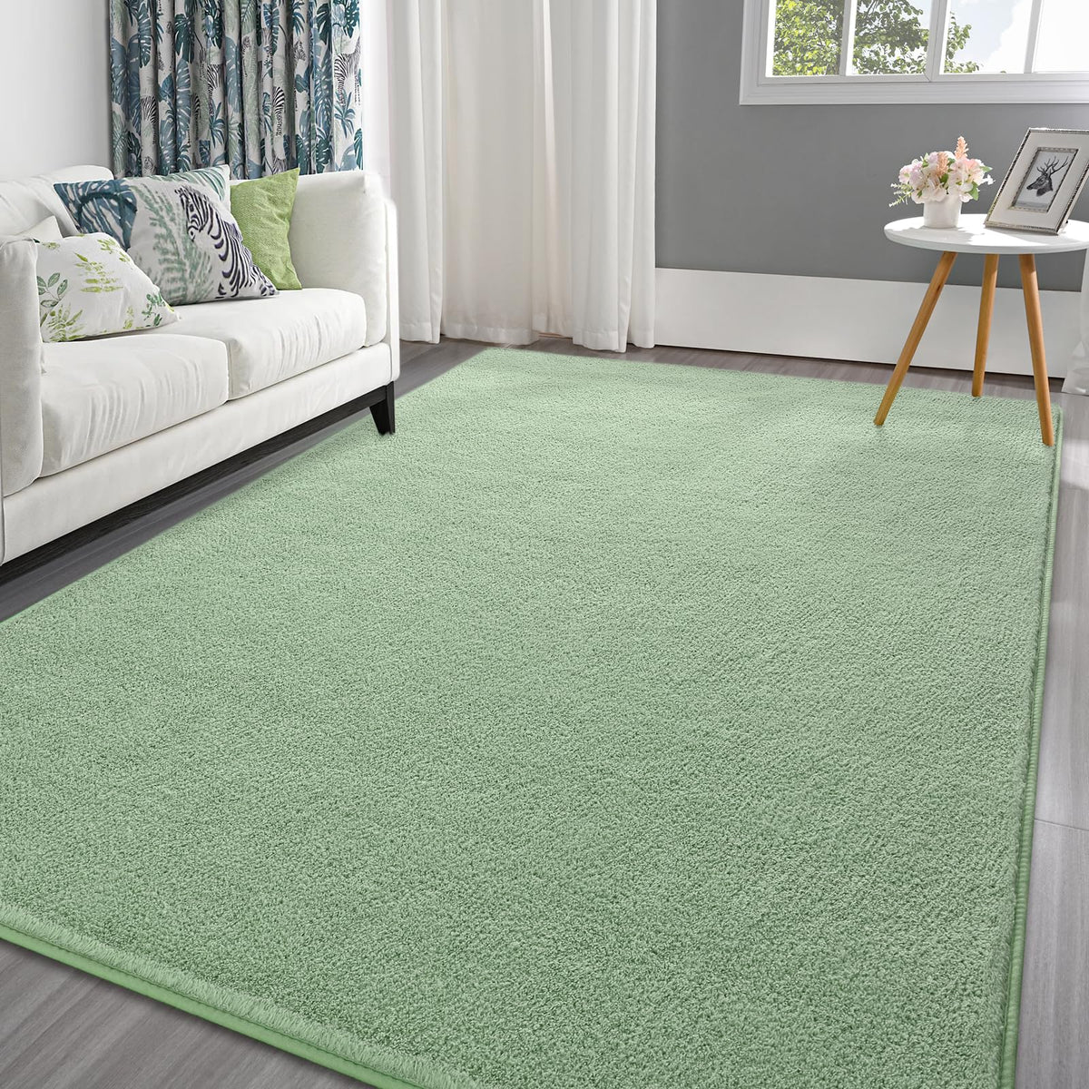 Pettop 4x6 ft Grey Area Rugs for Bedroom Living Room, Washable Memory Foam Indoor Carpet, Modern Aesthetic Minimalist Non Slip Soft Comfy Carpet for Boys Girls Dorm Home Decor