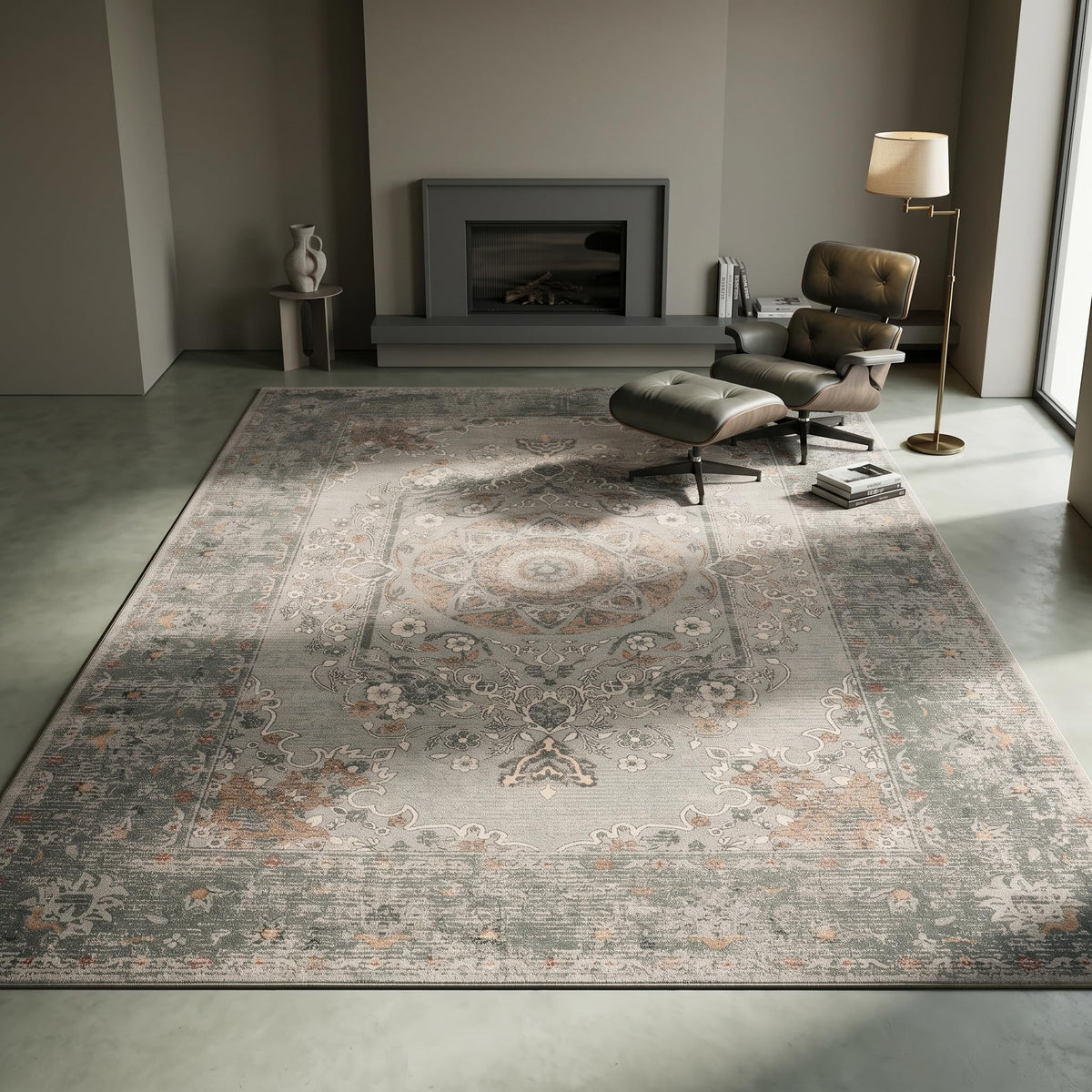 RUGIXE 5x7 ft Beige Washable Area Rug for Living Room,Vintage Boho,Non Slip