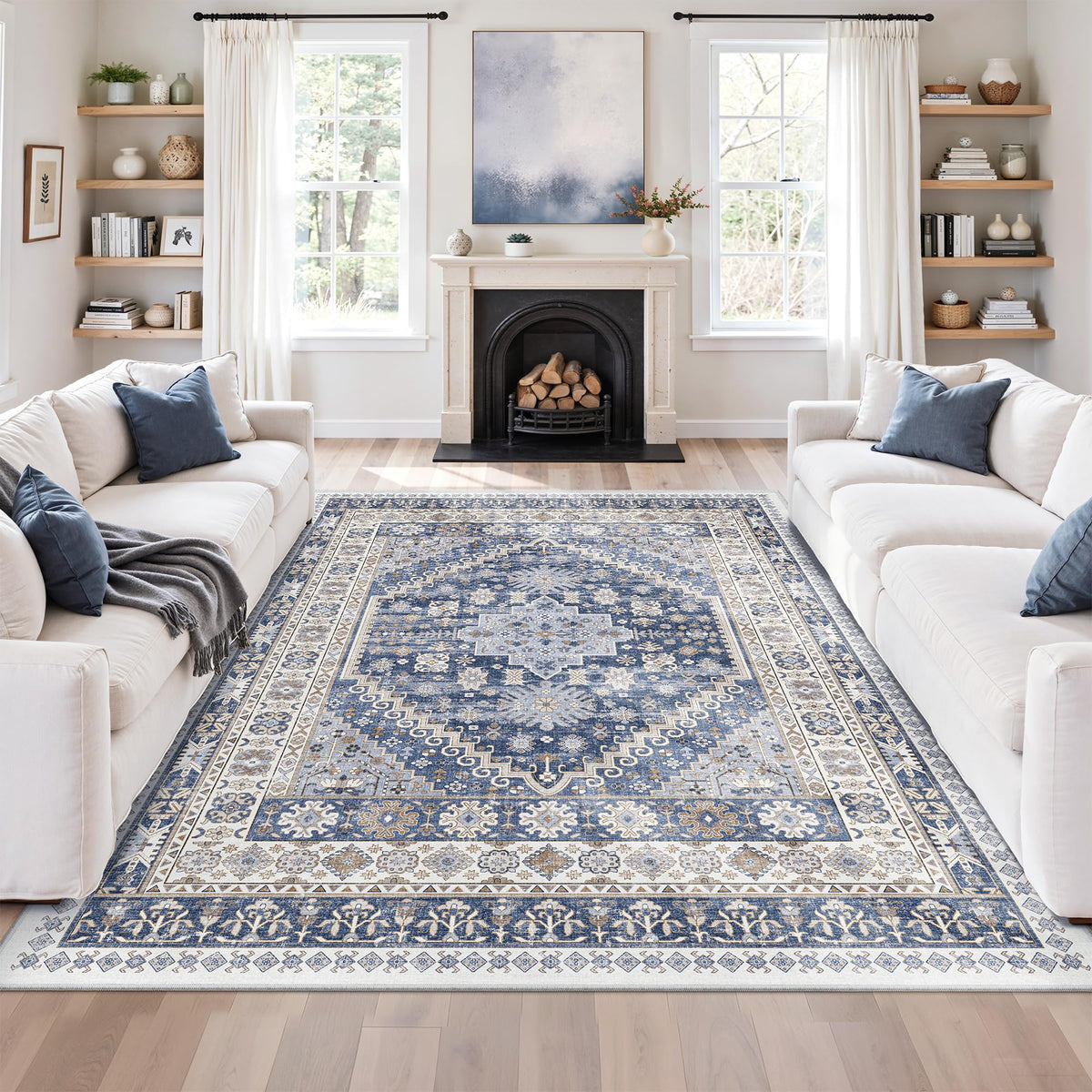 zesthome 5x7 Area Rugs for Living Room,Large Washable Rug,Orange