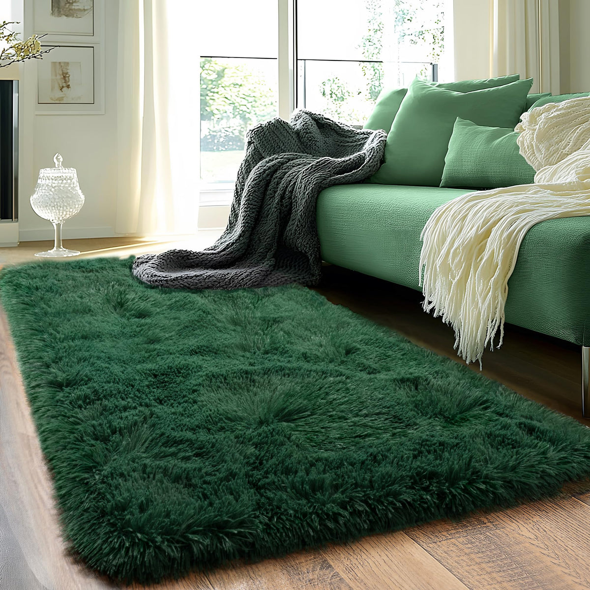 Black Rug for Bedroom, Soft Shaggy Modern Shag 4x6 Area Rugs for Living Room, Upgrade Non-Slip Plush Fluffy Carpet for Kids Boys Girls Room Dorm Home Decor Aesthetic