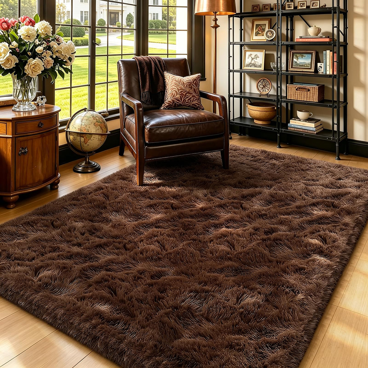 4x6 Beige Rug for Bedroom, Fluffy Shag Area Rug Small Rug Bedroom Carpet