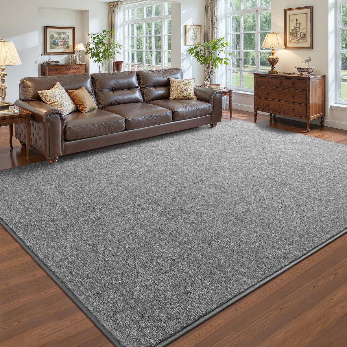 Pettop 4x6 ft Grey Area Rugs for Bedroom Living Room, Washable Memory Foam Indoor Carpet, Modern Aesthetic Minimalist Non Slip Soft Comfy Carpet for Boys Girls Dorm Home Decor