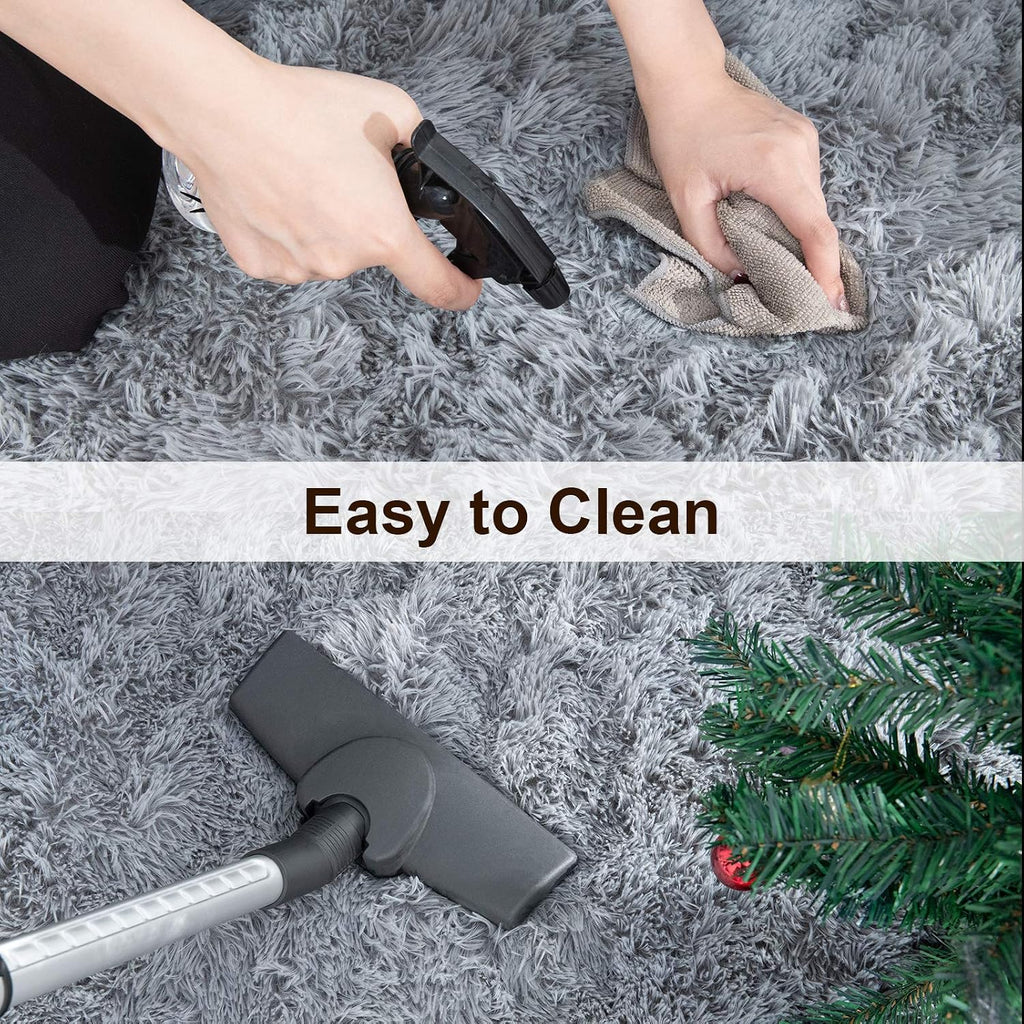 TWINNIS Super Soft Shaggy Rugs Fluffy Carpets, 4x5.9 Feet, Indoor Modern Plush Area Rugs for Living Room Bedroom Kids Room Nursery Home Decor, Upgrade Anti-Skid Rectangular Fuzzy Rug, Grey