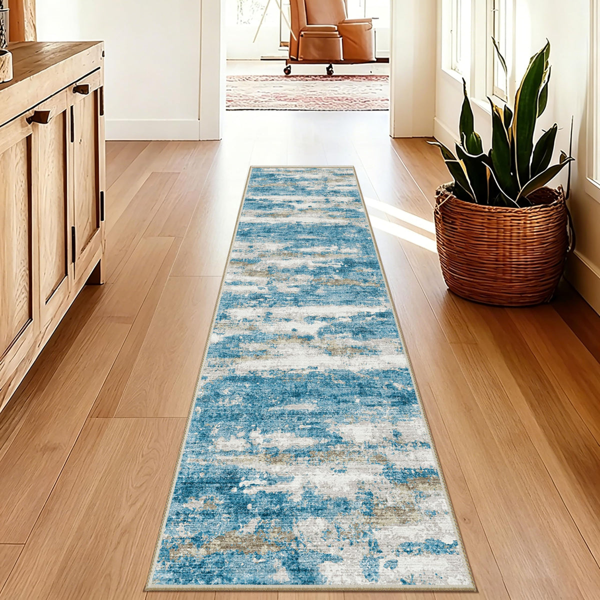 5x7 Area Rugs - Ultra-Thin Washble Rugs,Non-Slip Low Pile Abstract Print Rugs for Living Room,Home Office Decor,Stain Resistant Machine Washable Area Rug