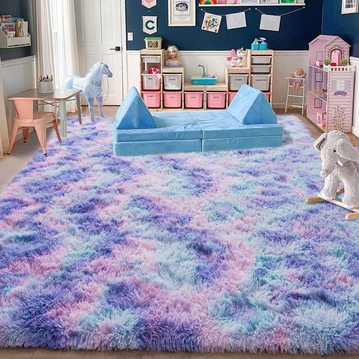 Black Rug for Bedroom, Soft Shaggy Modern Shag 4x6 Area Rugs for Living Room, Upgrade Non-Slip Plush Fluffy Carpet for Kids Boys Girls Room Dorm Home Decor Aesthetic