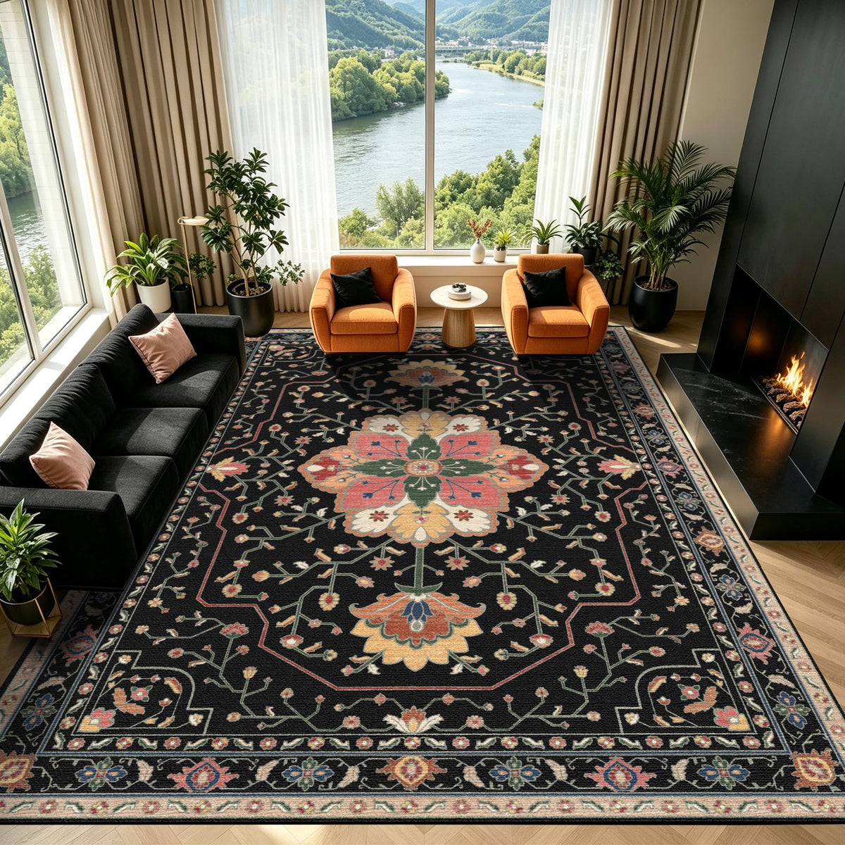 YARNSCAPE 2' x 3' Machine Washable Area Rug, Non-Slip Low-Pile Carpet