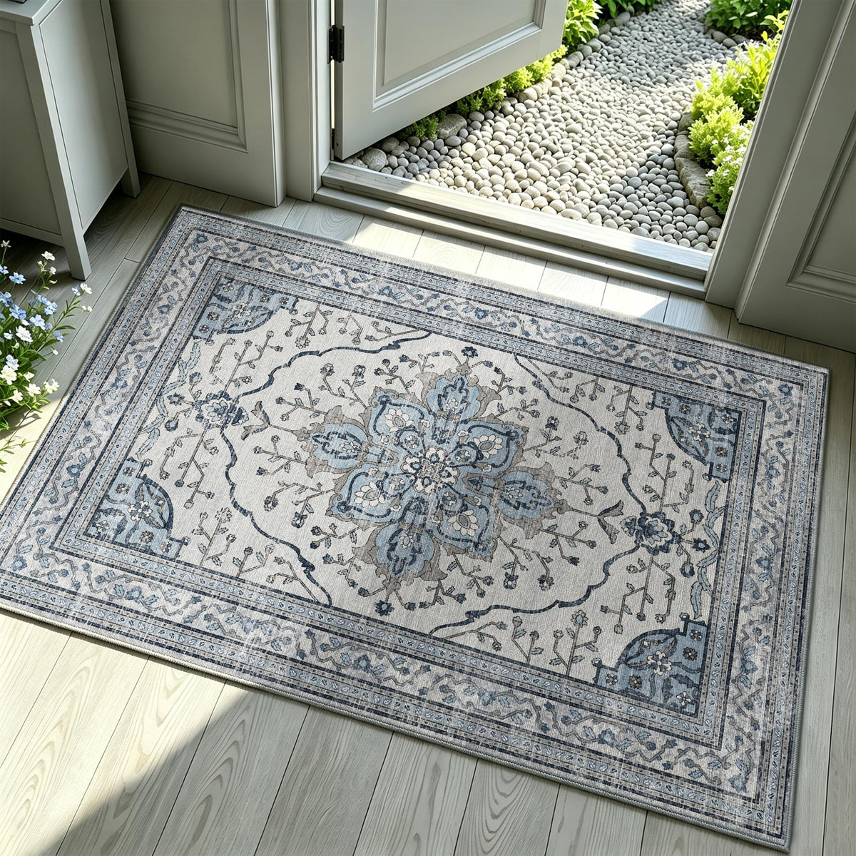 YARNSCAPE 2' x 3' Machine Washable Area Rug, Non-Slip Low-Pile Carpet