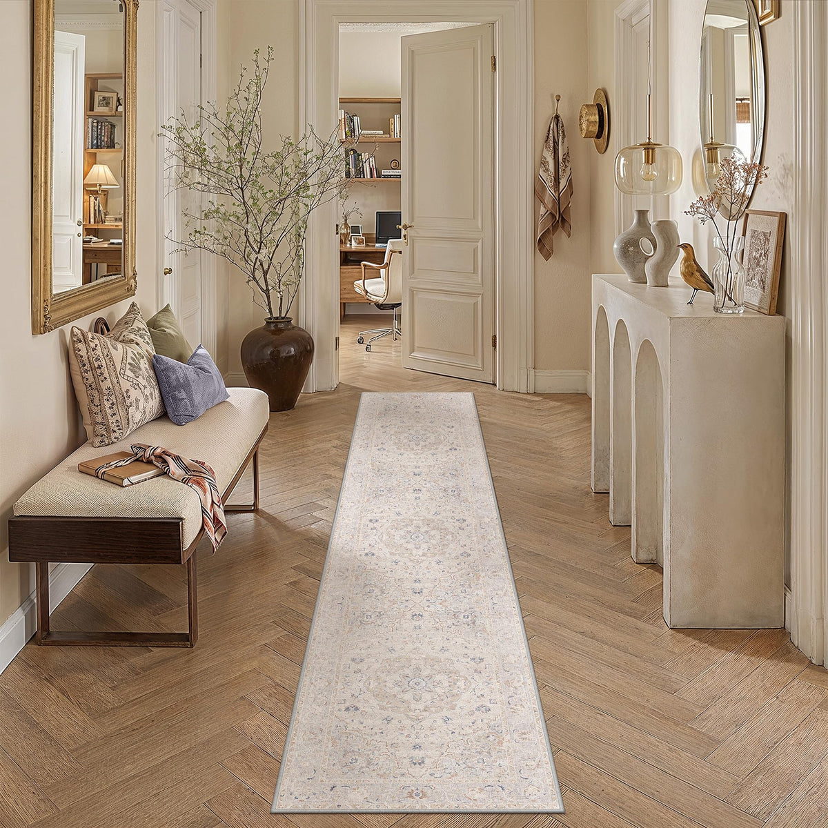 8x10 Beige Area Rug Vintage Carpet
