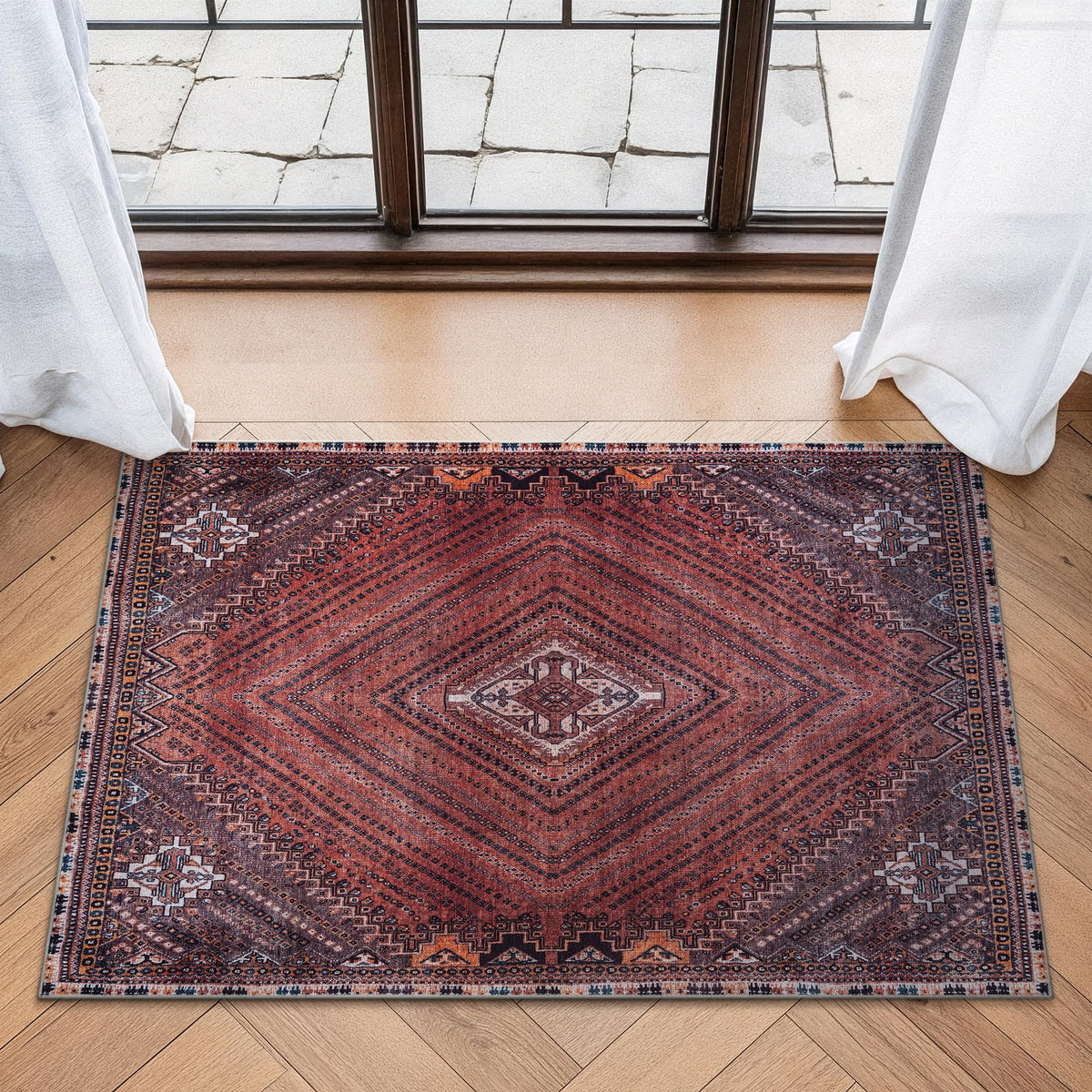 Bloom Rugs Washable Non-Slip 8' x 10' Rug - Gray/Charcoal/Blue Modern Abstract Area Rug for Living Room, Bedroom, Dining Room, and Kitchen - Exact Size: 8' x 10'