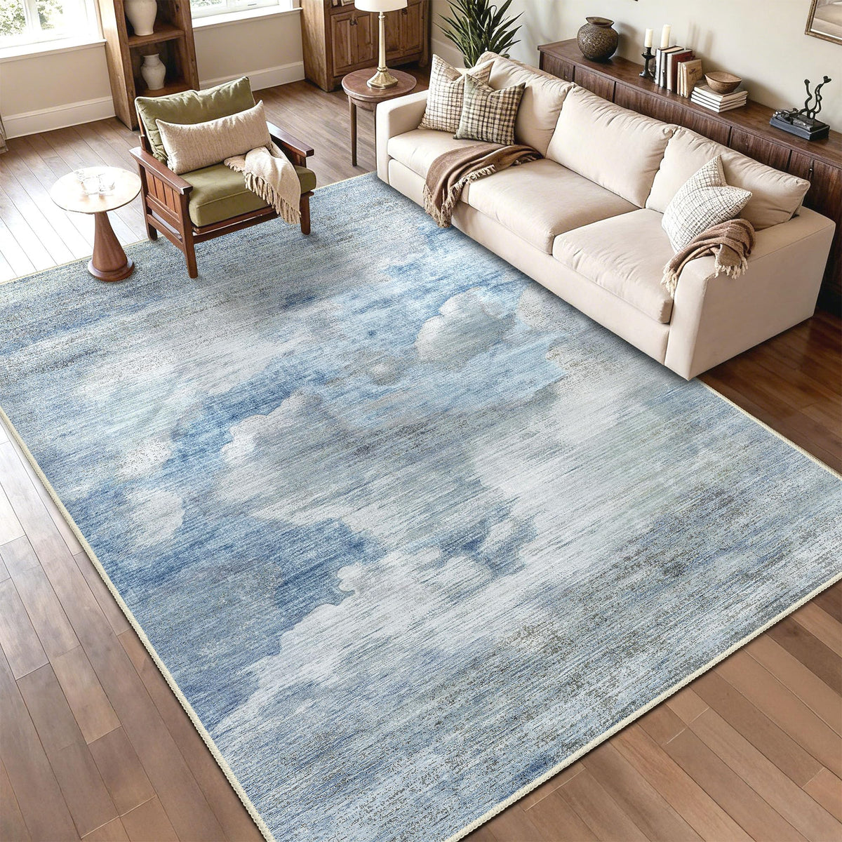 Beige Rug 3x5 Washable Area Rugs for Bedroom Living Room Kitchen Entryway Bedside,Small Modern Marble Abstract Non Slip Carpet