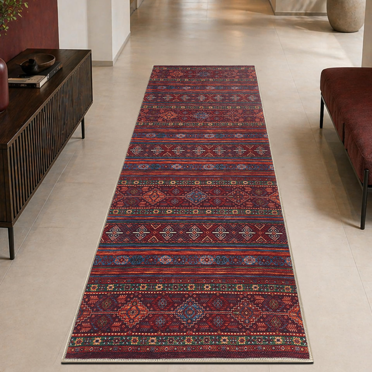 Keen Home Design Vintage Washable Entryway Rug, Non-Slip Low Pile, 3x5