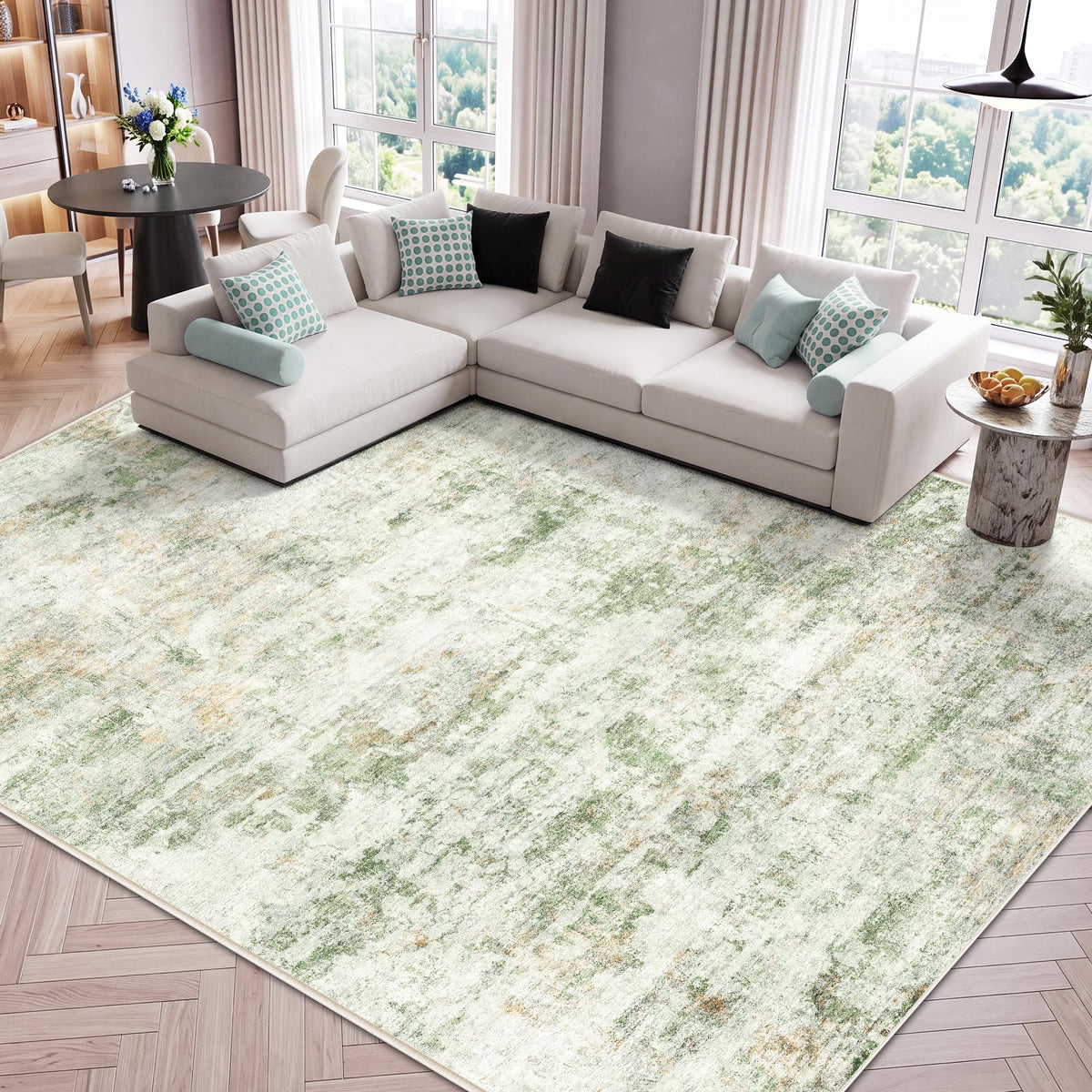 LIVELYGLOW 5x7 Washable Abstract Area Rug, Small Indoor Bedroom Dorm Rug