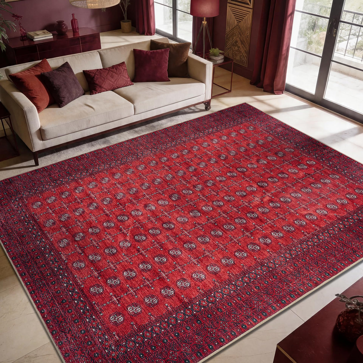 Keen Home Design Vintage Washable Area Rug, Non-Slip Low Pile, 5x7