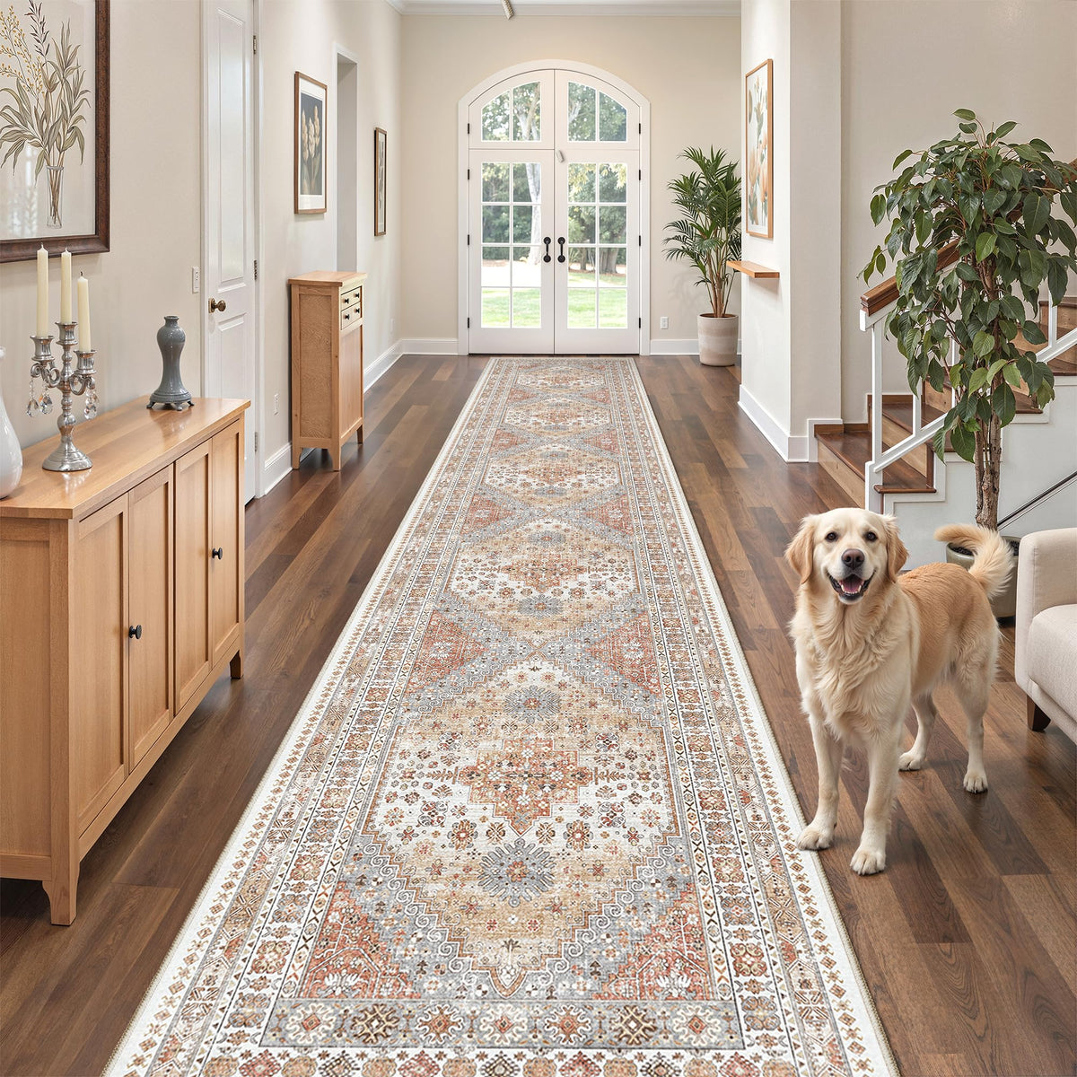 zesthome 5x7 Area Rugs for Living Room,Large Washable Rug,Orange