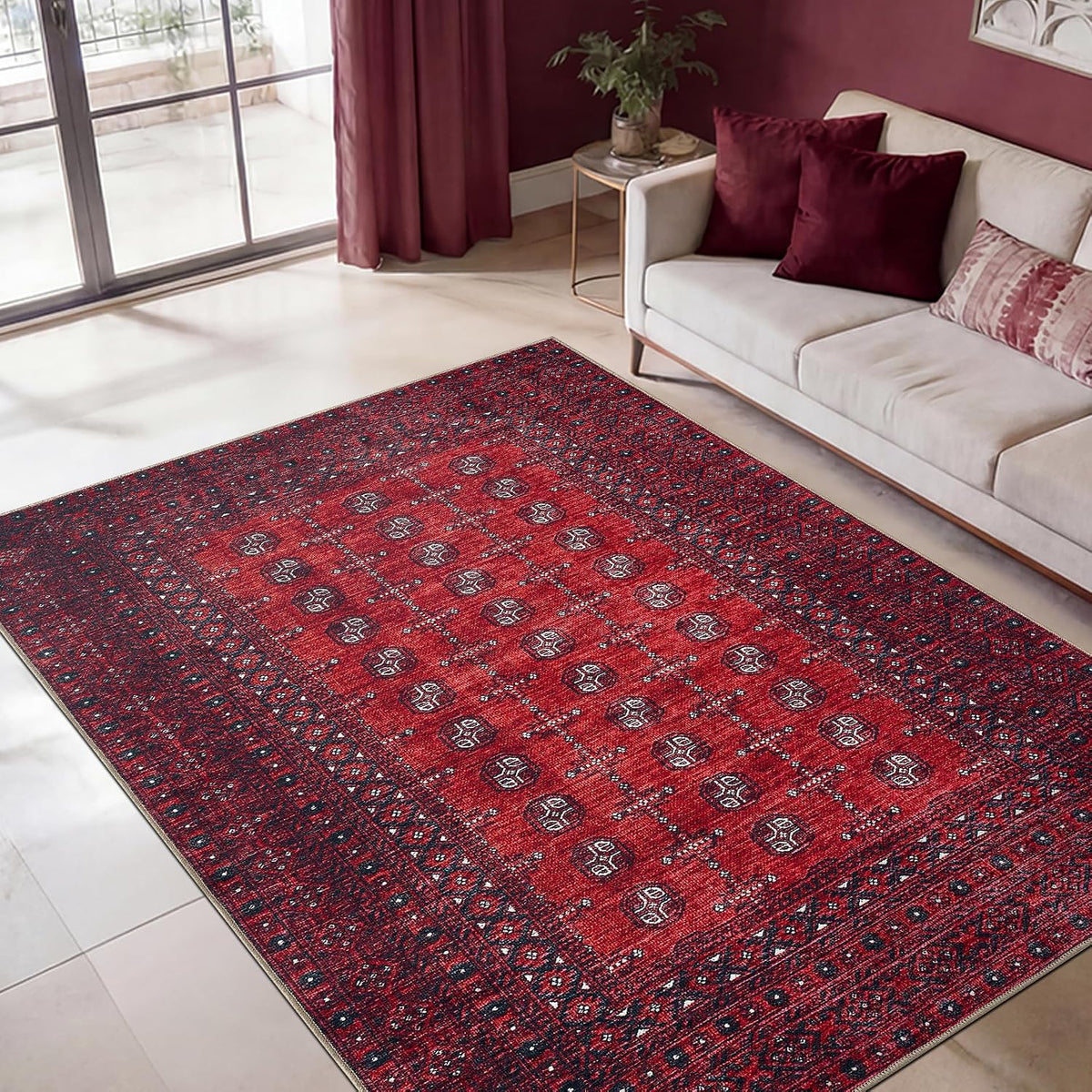 Keen Home Design Vintage Washable Area Rug, Non-Slip Low Pile, 5x7
