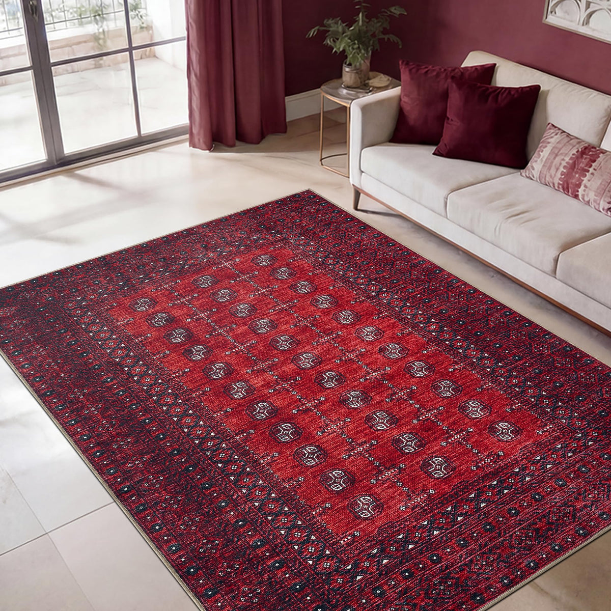 Keen Home Design Vintage Washable Area Rug, Non-Slip Low Pile, 5x7