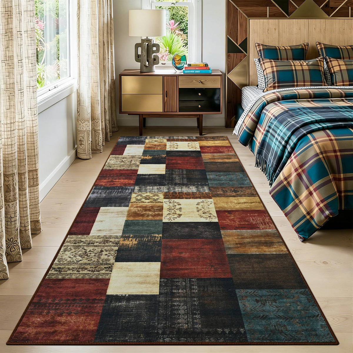 Tepook 4x6 Area Rugs for Living Room, Washable Large Geometric Bedroom Rug