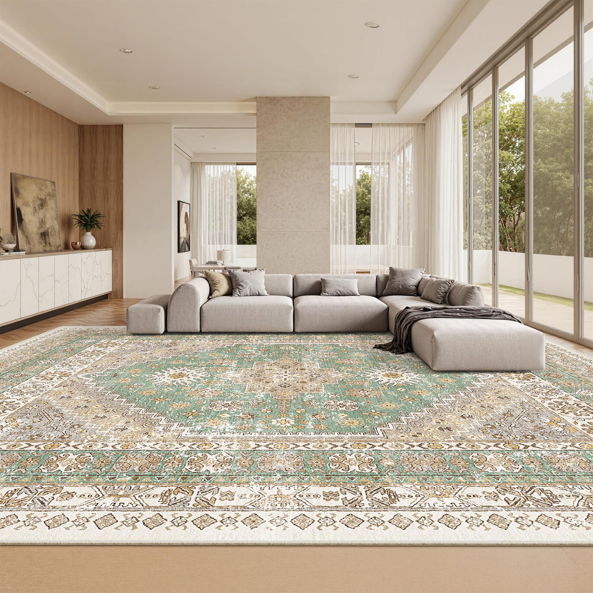 zesthome 5x7 Area Rugs for Living Room,Large Washable Rug,Orange