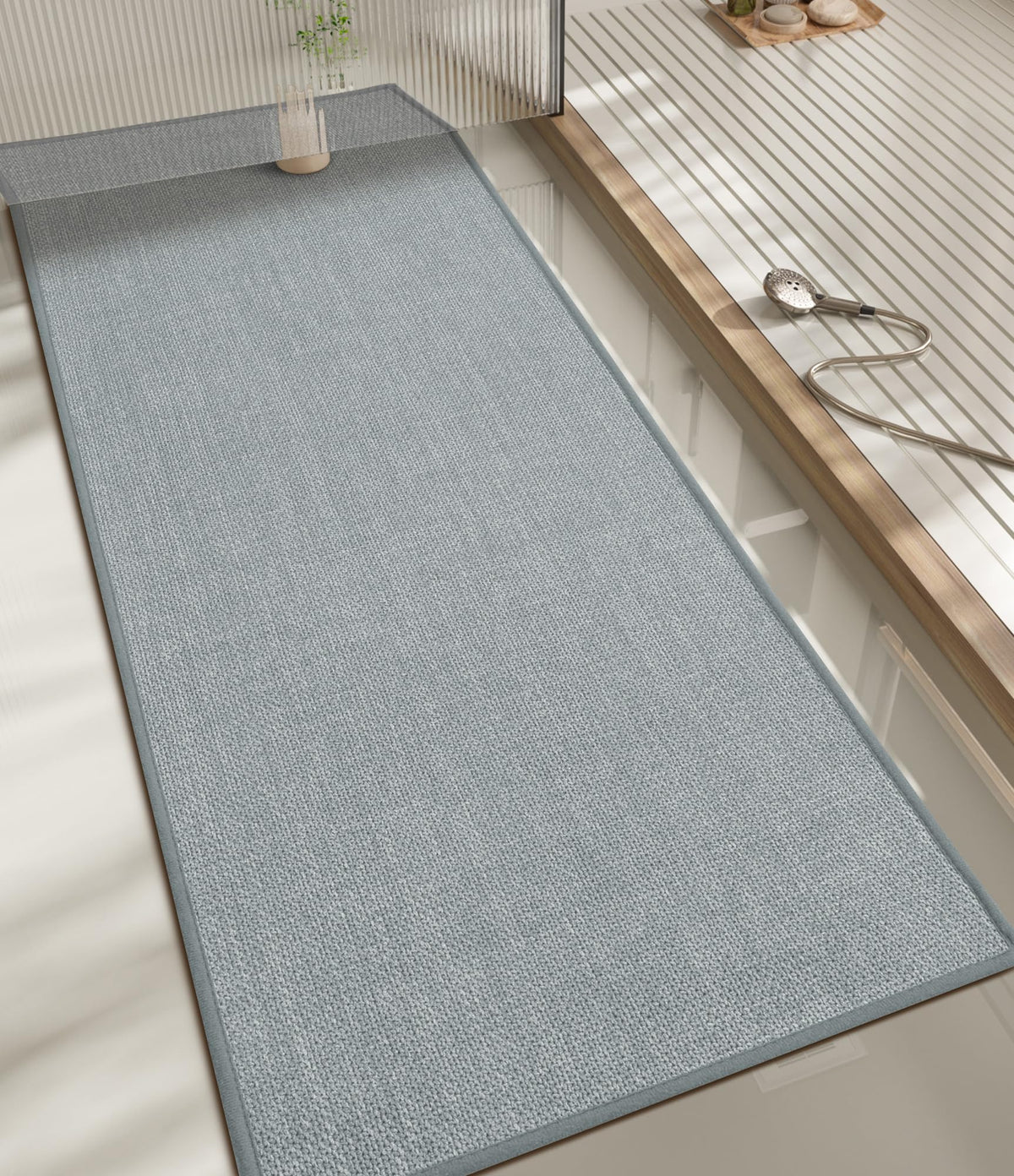 chakme Bathroom Rugs Mat 24x17, Ultra Thin Non Slip Bath Mat Small Quick Dry Absorbent Bath Mat for Bathroom Floor, (Dark Beige, 24"x17")
