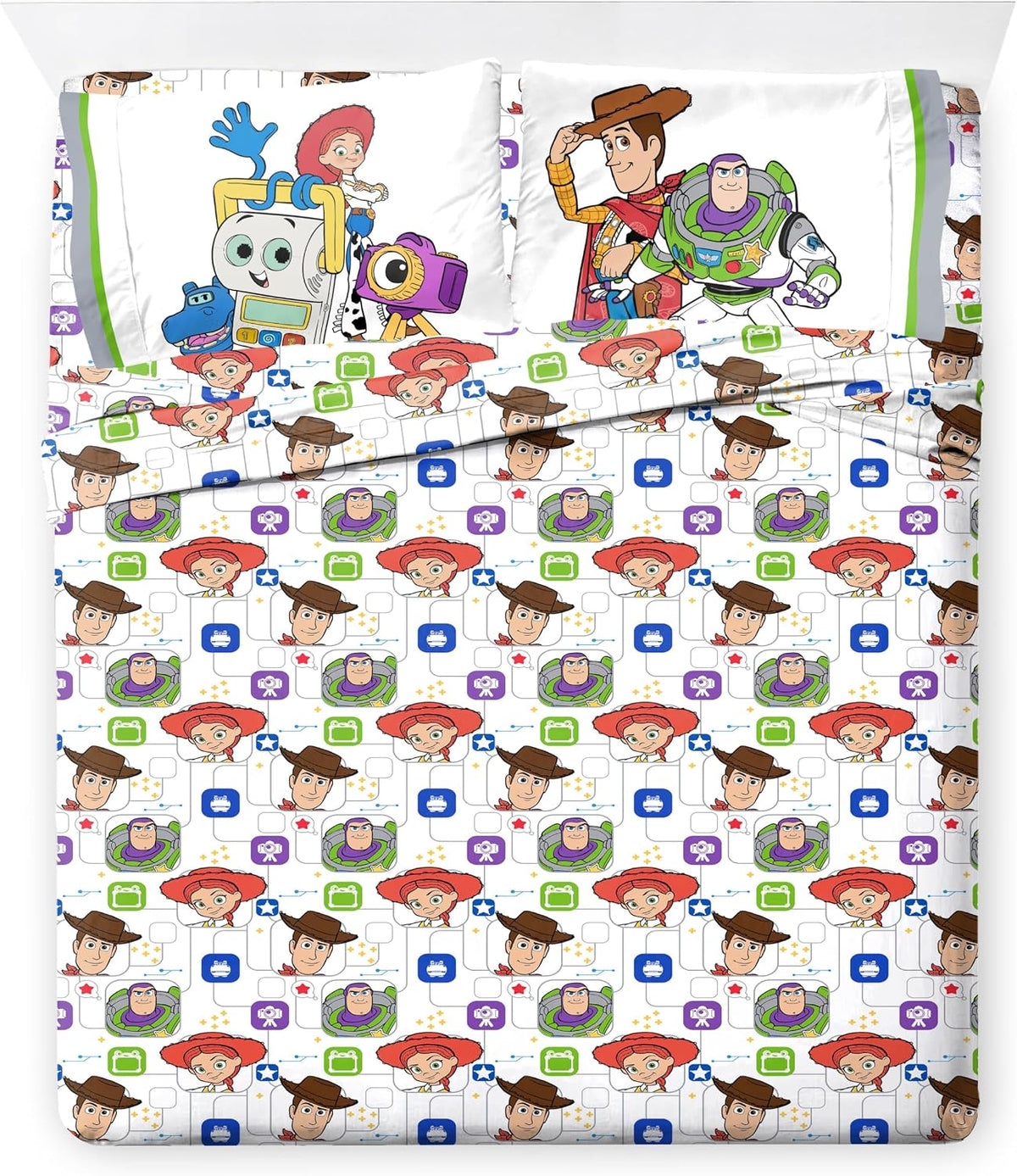 Jay Franco Kids Comforter Set Includes Sheets and Pillow Covers - Soft and Cozy Bed Set for Stylish Room Decor, Official Licensed Bedding, Grey - Toy Story, 7 Piece Full