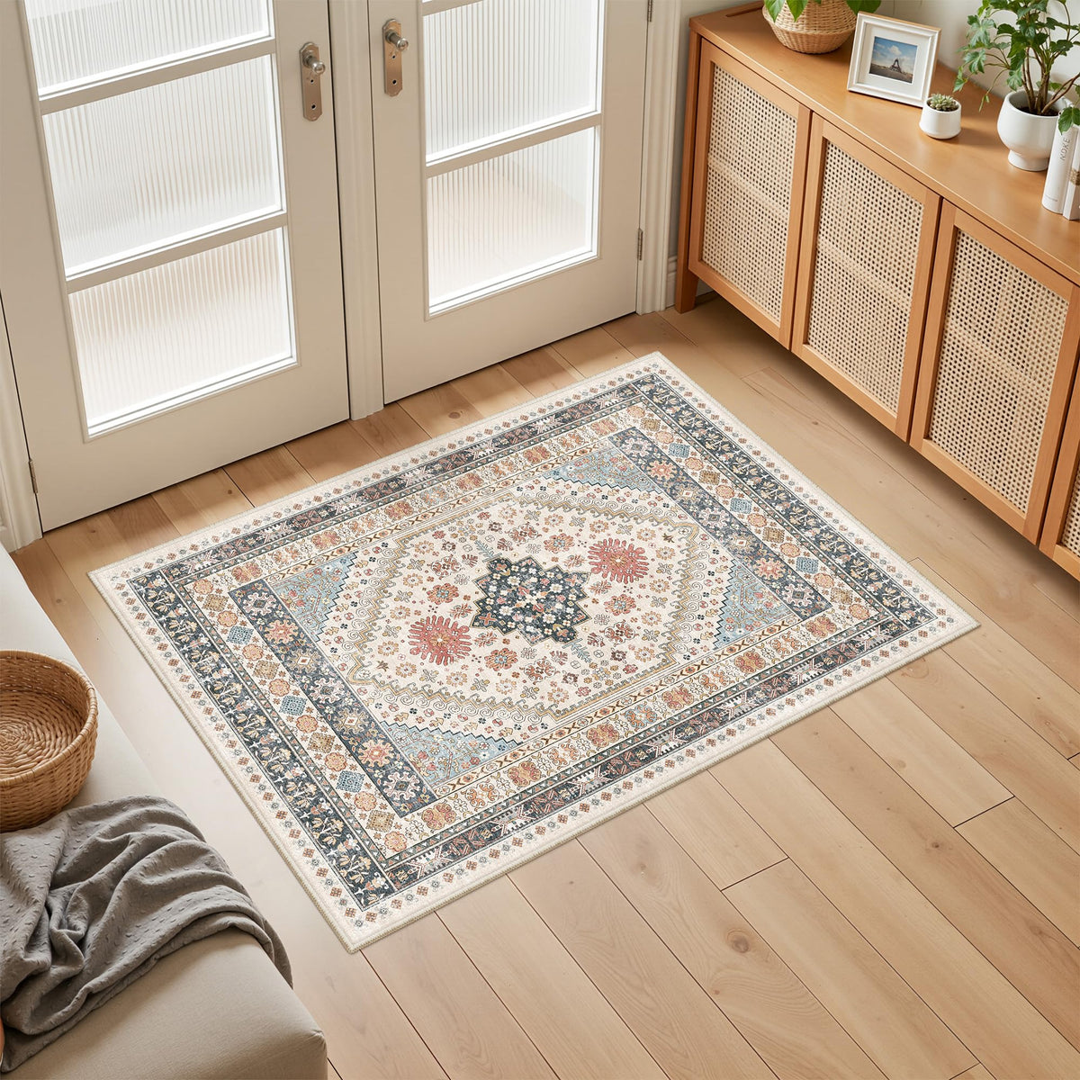 4x6 Area Rugs for Living Room, Non Slip Rugs for Bedroom, Beige