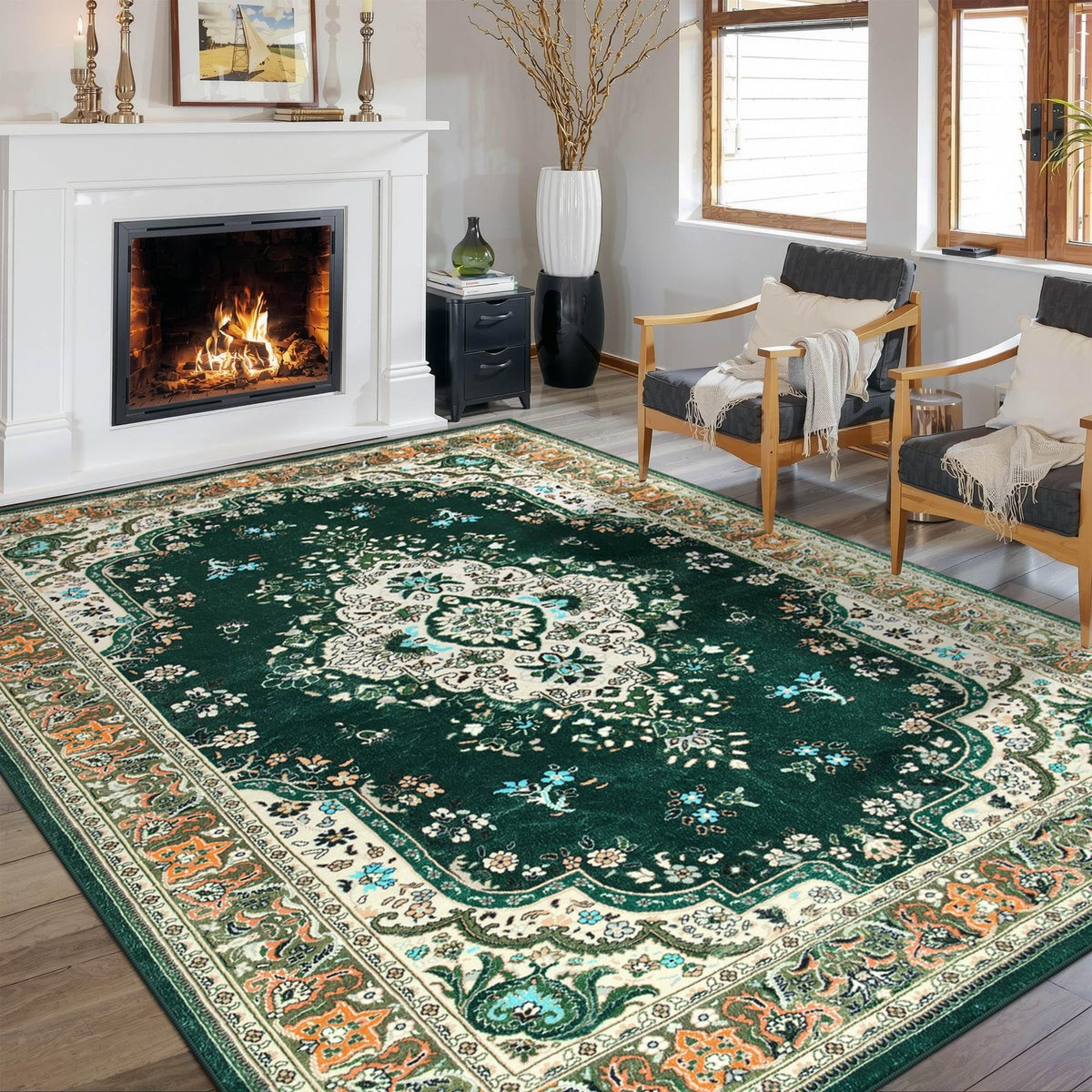 CRYPTOLITE Abstract Area Rug Washable Rug with Non-Slip Backing Low Pile Area Rugs for Living Room,Bedroom,Dining Room,4x6, Gold&Grey