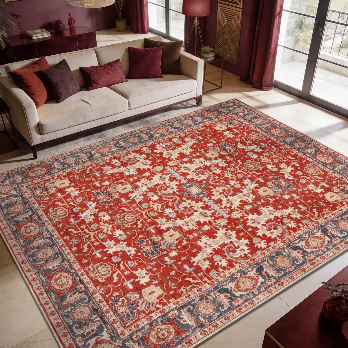 Keen Home Design Vintage Washable Entryway Rug, Non-Slip Low Pile, 3x5