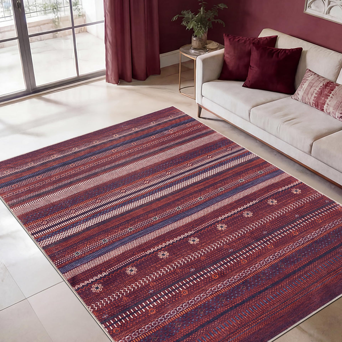 Keen Home Design Vintage Washable Entryway Rug, Non-Slip Low Pile, 3x5