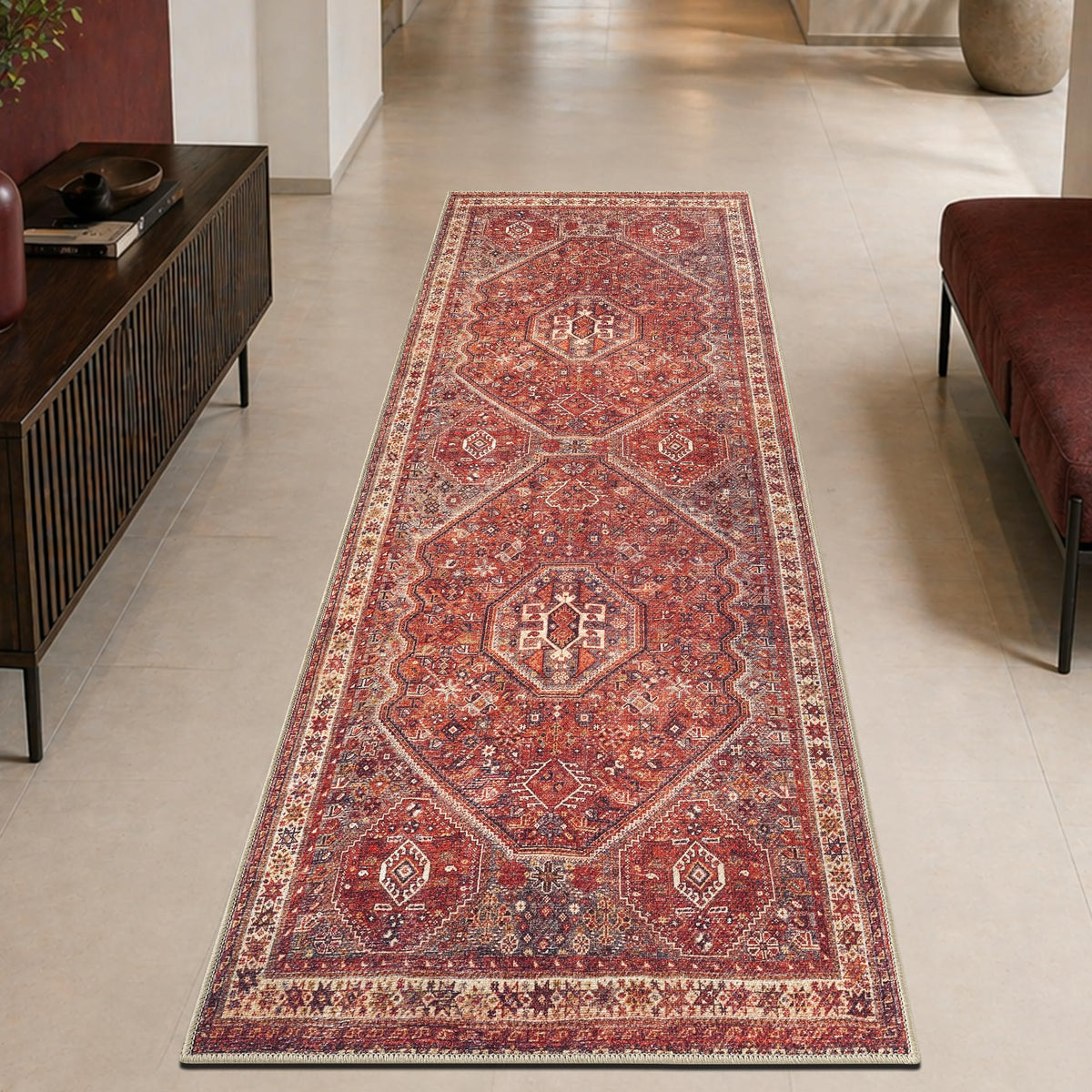 Keen Home Design Vintage Washable Area Rug, Non-Slip Low Pile, 5x7