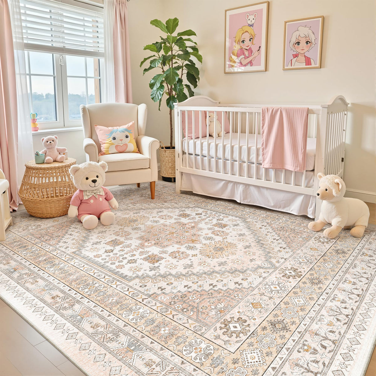 zesthome 5x7 Area Rugs for Living Room,Large Washable Rug,Orange