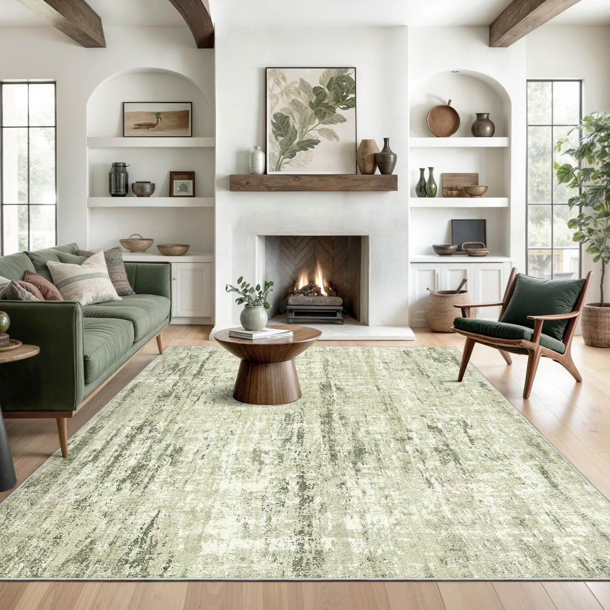 Valenrug Beige 8x10 Area Rugs for Living Room, Large Washable Rug Non Slip